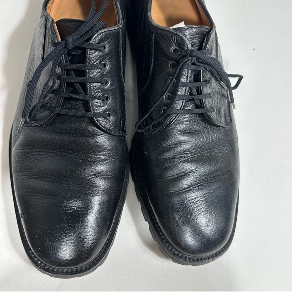 Salvatore Ferragamo Mens Derby Shoes 10,5 D Oxford Black Leather - Picture 12 of 16